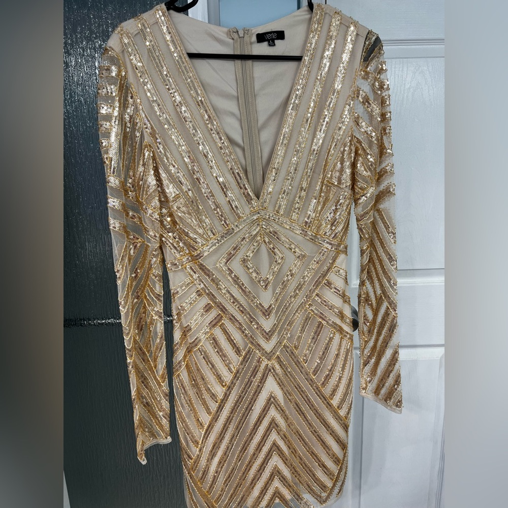 Gold sequins cocktail dress